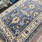 Royal Azure Heritage Hand-Tufted Wool Carpet | Premium Floral Designer Rug for Living Room