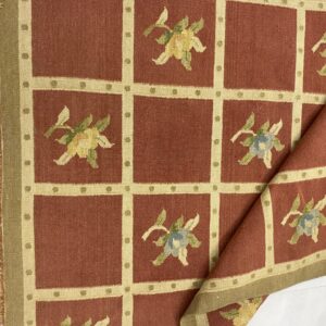 Vintage Hand-Stitched Needlepoint Wool Rug – Maroon